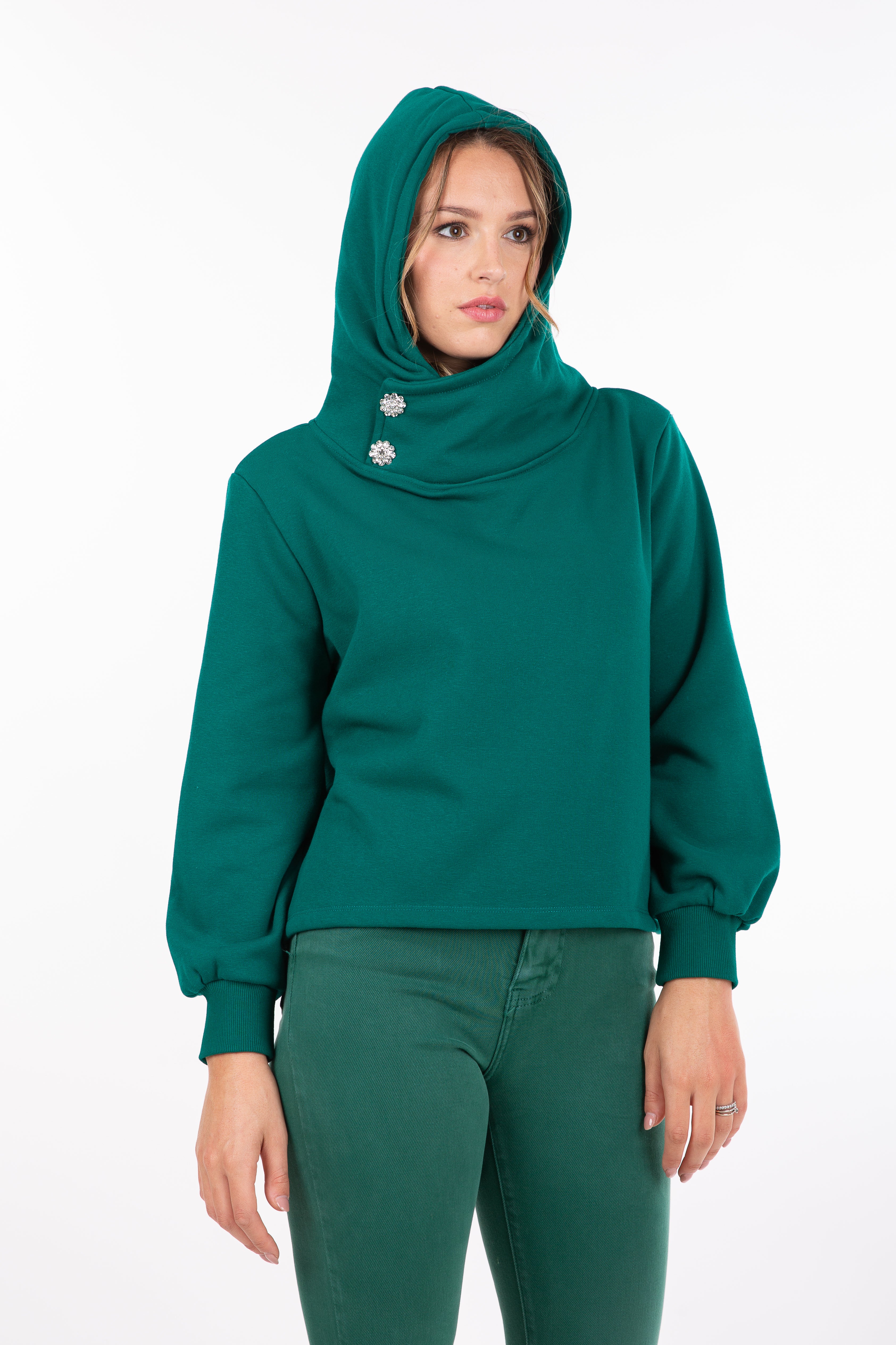 Poleron Collo Strass Capucha