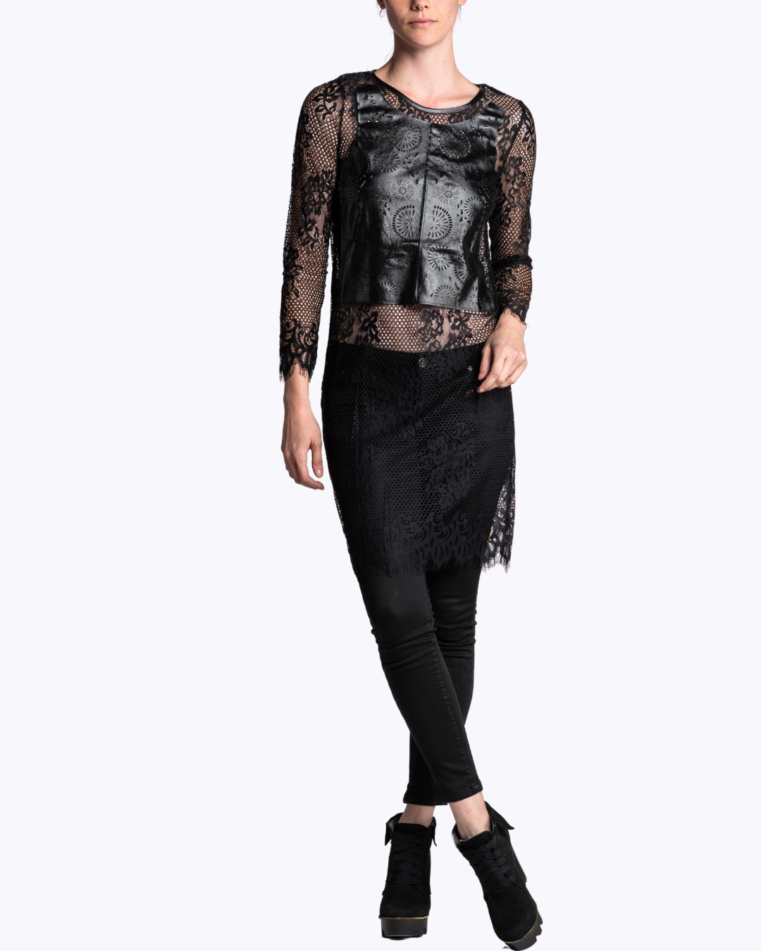 Vestido Encaje Ecopelle