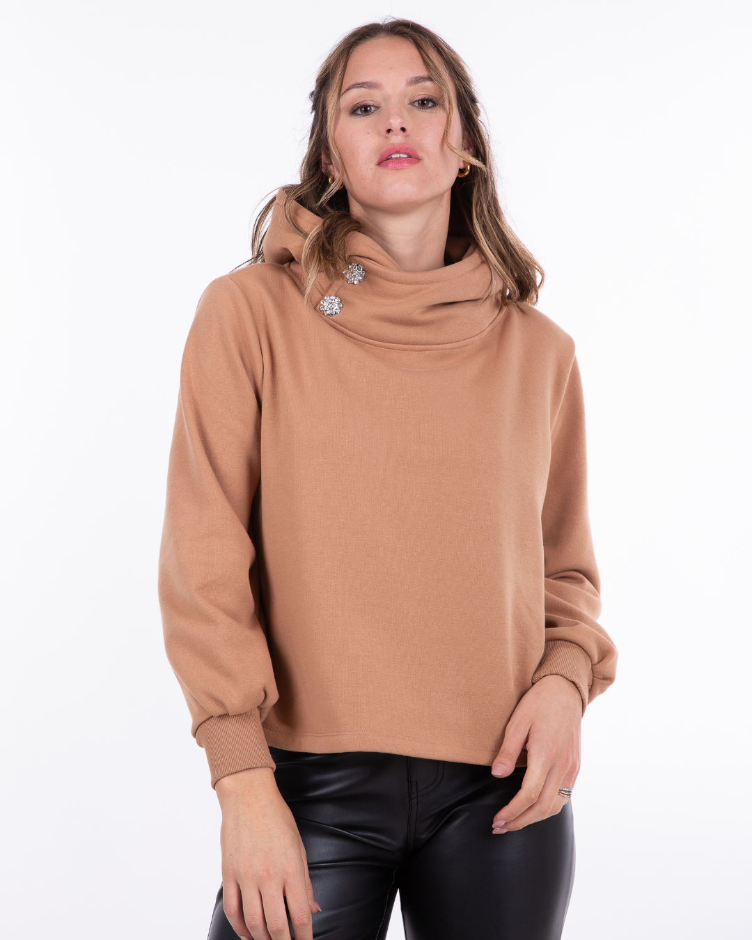 Poleron Collo Strass Capucha