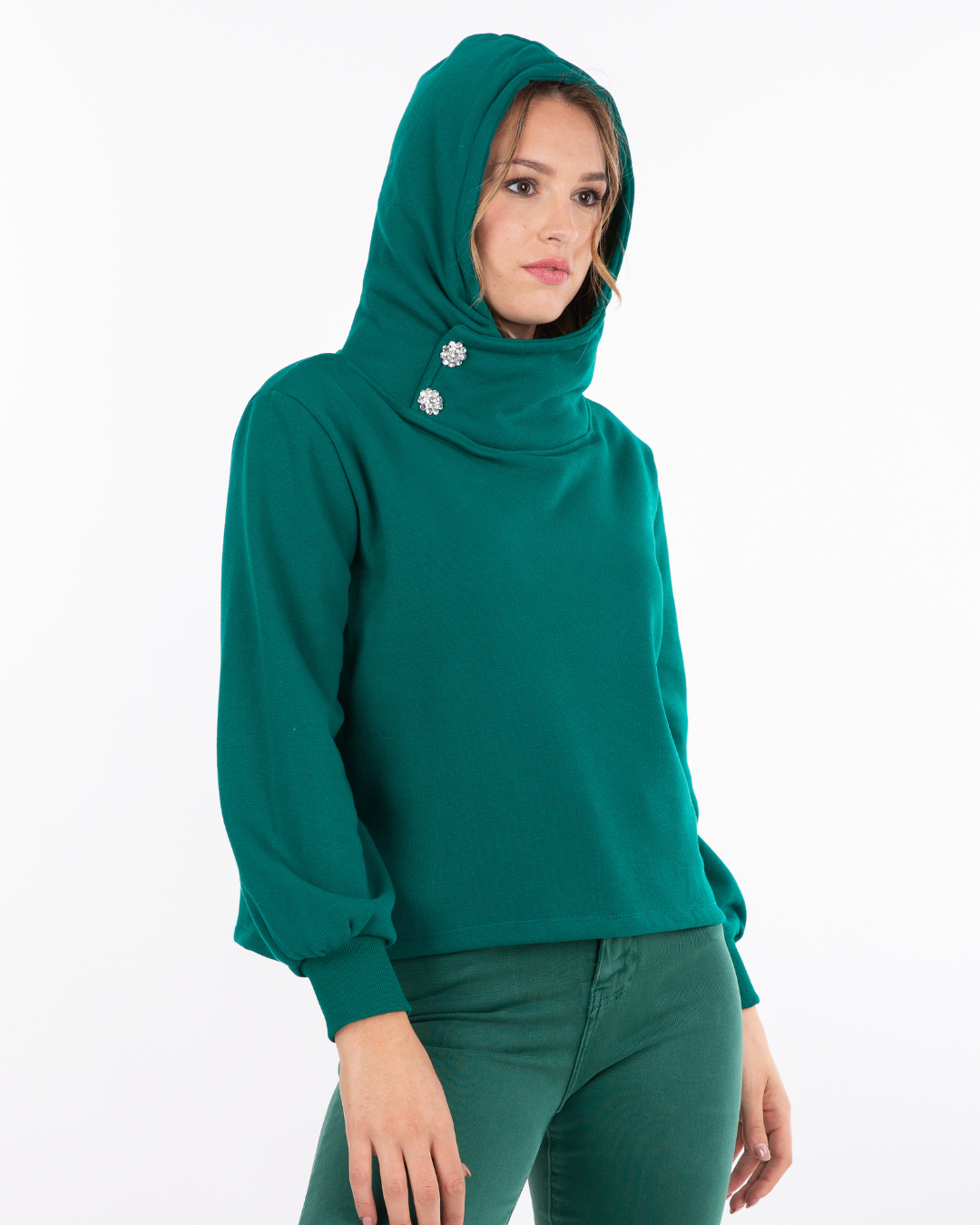 Poleron Collo Strass Capucha