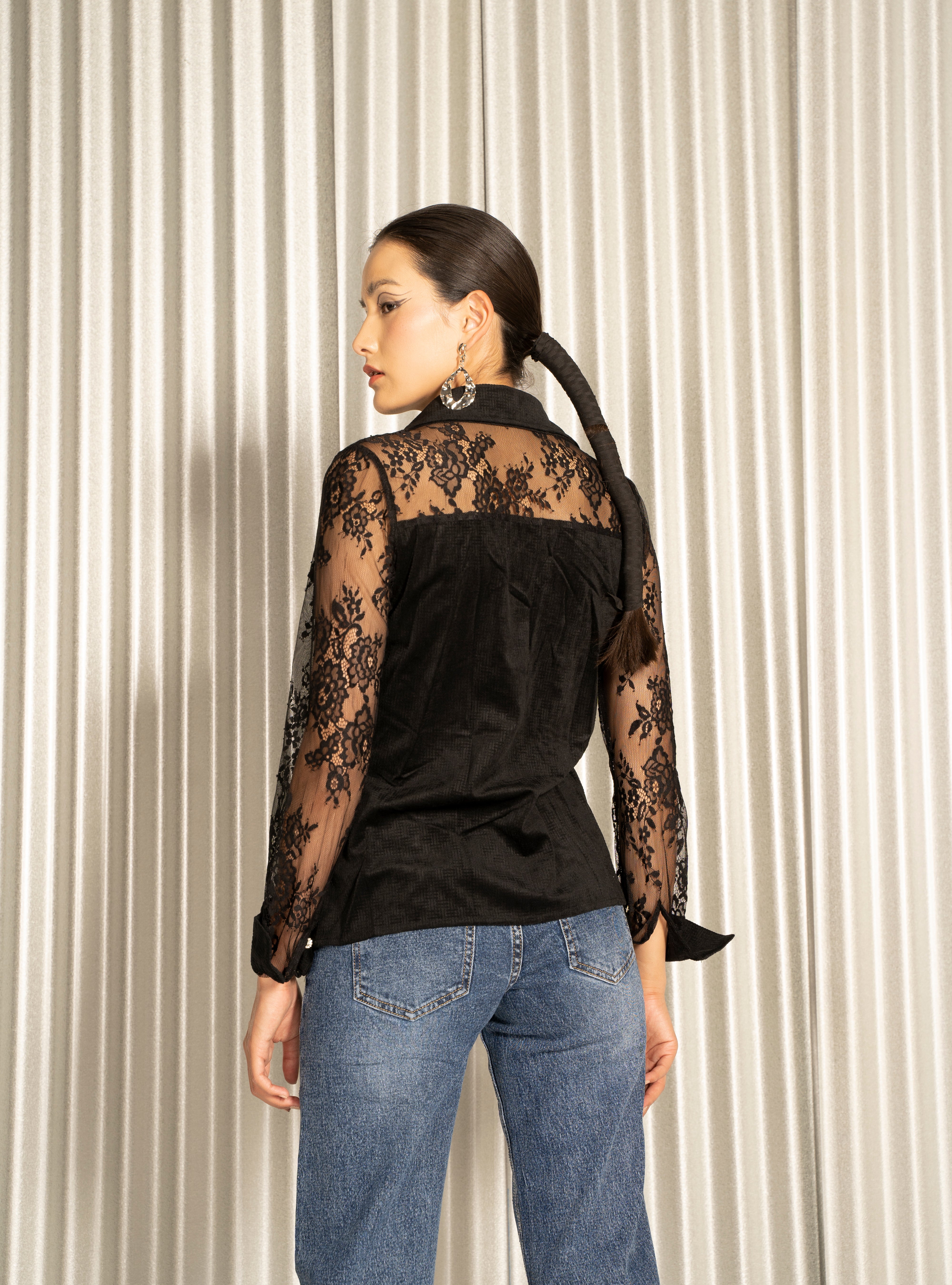 BLUSA SUED ENCAJE - 218433903